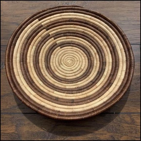 Handwoven Natural Spiral Pattern Table Centerpiece Boho Hippie Bowl Basket - Picture 1 of 5